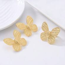 Exquisite Butterfly - Themed Jewelry Set: 18K Gold Plated Copper Alloy, Perfect For Weddings, Parties & Carnivals. This 2 Pieces Set Features Delicate Butterfly Designs With A Textured Finish, Bringing A Touch Of Bohemian Charm To Any Outfit.