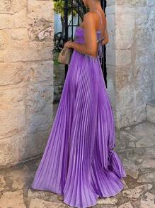 Lila figurbetontes trägerloses Sommerkleid mit Rüschen und Rückenausschnitt | Bohemien elegant-sexy für Dates, Partys und Valentinstag