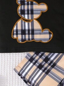 2pcs/Set Baby Boy Cute Bear Embroidered Top And Loose Casual Shorts Set, Summer Short Sleeve