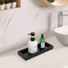 1-2 piezas Bandejas decorativas, bandejas de vanidad, bandejas de almacenamiento de diseño de mármol negro de silicona para fregadero, lavabo, baño y cocina, con vibras bohemias, para vacaciones en la playa, colección de baño, colección de dormitorio, gran capacidad - Negro - Ver 6