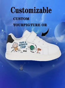 1 par de zapatos casuales personalizables con nombre para niños - Blanco y Negro - Ver 2