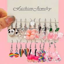 1-15 对亚克力心形、泰迪熊、甜甜圈、棒棒糖吊饰吊坠耳环套装 - 彩色的 - 查看 3