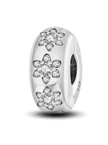 1 件 925 纯银爱心皇冠花珠饰物适合女士手链手镯 DIY 珠宝制作和日常服装搭配珠宝装饰适合女孩 - 銀色 - 查看 8