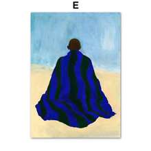 1pc Blue Striped Girl Read Book Lobster Vase Wall Art Canvas Painting Nordic Posters And Prints Wall Pictures For Living Room Decor No Frame - Multicolor - View 18