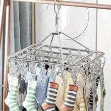 1pc Stainless Steel Clothing Hanger Clips, Multifunctional Anti-Wind Hooks For Skirts, Socks, Jeans, Pants, Dresses, Suitable For Home, Hotel, Dormitory, School, Clothing Store