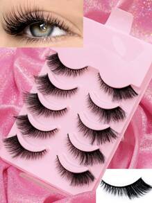 AYRMILLA Lashes 5 paar wimpersets Wimperborstel Natuurlijke valse wimpers Fluffy Soft Dramatische 3D nertsenwimpers Lange, luchtige wimpers Meerlaags Kort Dik Nepwimpers Extension Bulk Nepwimpers Make-upproducten Comfortabel om te dragen Handgemaakt Bovenste wimpers Gevleugelde uiteinden Oogverlenging Natuurlijke realistische wimpers Volle wimpers Langdurig volume Populaire make-up beautytool