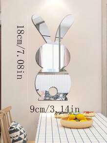 1pc Easter Bunny Acrylic Mirror Surface Happy Easter 3D Self-Adhesive Holiday Decoration Wall Sticker