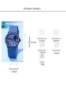 Reloj de moda minimalista con patrón numérico y banda de color camuflaje, para niños/estudiantes - Azul - Ver 5