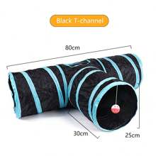 Túnel plegable para gatos, túnel para gatos de interior, túnel de juego para gatos, juguete interactivo tipo laberinto, casa de juegos para gatos, gatitos, cachorros, conejos (rosa y negro)