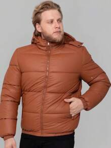Puffer Jacket Men's Coat PU Leather Gominho Winter - Camel - View 4