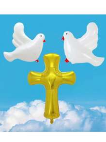 1/2pcs Cross Balloon, Balloon, Easter Cartoon Cross Decorations, Props, Decorations, Cartoon Aluminum Balloon Decorations. - Multicolor - View 7