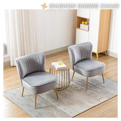 WAHSON OFFICE CHAIRS 1PC Wahson Velvet Accent Chair Occasional Tub Chair With Metal Legs Upholstered Wingback Side Chair Bedroom Chair, Desk Chair Armless Cocktail Chair For Bedroom, Living Room And Office Dining Chairs