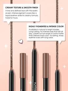Misslyn Waterproof Colored Eyeliner Pencil, Long-Lasting Color, Smooth & Creamy Texture, Available In Matte, Pearl, And Glitter Finishes, Easy To Create Bold & Precise Lines, Can Be Sharpened With A Pencil Sharpener, Smudge-Proof, Waterproof, Long-Lasting, Sweat-Resistant - 01 Màu nâu lung linh - Xem 5