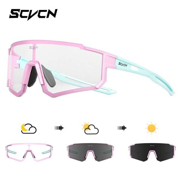 SCVCN Gafas de ciclismo fotocromáticas SCVCN, gafas deportivas de moda, gafas de bicicleta Y2K para montaña, bicicleta de carretera, deportes al aire libre, ciclismo, conducción, pesca, running, golf, playa, béisbol, 1 pieza