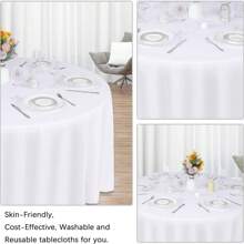 Toalha de mesa redonda de 120 polegadas - 1 peça - Toalha de mesa de poliéster lavável, resistente a arranhões e a rugas, sem costura, toalha de mesa de tecido decorativo resistente a rasgos, toalha de mesa resistente ao calor de fácil manutenção, adequada para bufê, mesa de jantar, mesa de centro, festa, aniversário, café, banquete, piquenique, acampamento, churrasco, uso interno, externo e diário