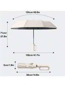 1 pezzo Ombrello automatico pieghevole con manico a gancio, ombrello da viaggio portatile, impermeabile e con protezione UV, adatto per giornate soleggiate e piovose, rinfrescante per l'estate, spiaggia, viaggi