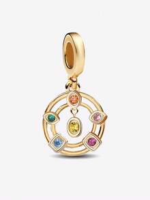 2 件时尚六能量石小猫爱心吊坠适合女士手链手镯 DIY 珠宝制作和日常服装搭配珠宝 - 金色 - 查看 17