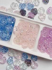 10 pièces Style aléatoire Perles acryliques transparentes en forme de cœur en diamant gaufré - Convient pour la création de bijoux, bracelets, colliers, boucles d'oreilles, charmes de téléphone et artisanat