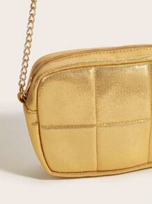 1pc Girls' Metal 6-Grid Square Mini Crossbody Bag, Suitable For Daily Outings - Crossbody Bags - View 3