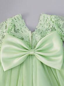 女婴 0-2 岁浅绿色婚礼花童礼服，蓬松薄纱，适合生日、婚礼活动 - 綠色 - 查看 6