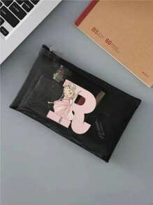 Unique Storage Bag, Cosmetic Bag, Holiday Gift Bag, Square Bag Storage Bag, Multi-Functional And Lightweight Storage Of All Small Items~! Daily Travel Vacation, College Students Outdoor Vacation, Classic Simple Solid Color, Cute Cartoon Letter Pattern, Fashion Bag, Good Friend Travel Accessories, Student Men And Women