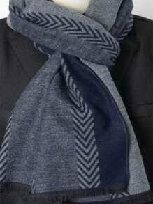 1pc Men's Cashmere Plaid & Striped Pattern Business Versatile Long Scarf
