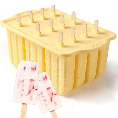 Moldes de paletas de hielo de silicona sin BPA, 12 piezas, bandejas de paletas de hielo para hacer helados caseros