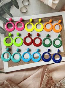 1 par de pendientes multicolor y pendientes versátiles de estilo retro europeo para fiestas de vacaciones