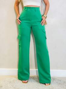 YING ZI Women Pants - 薄荷綠 - 查看 1