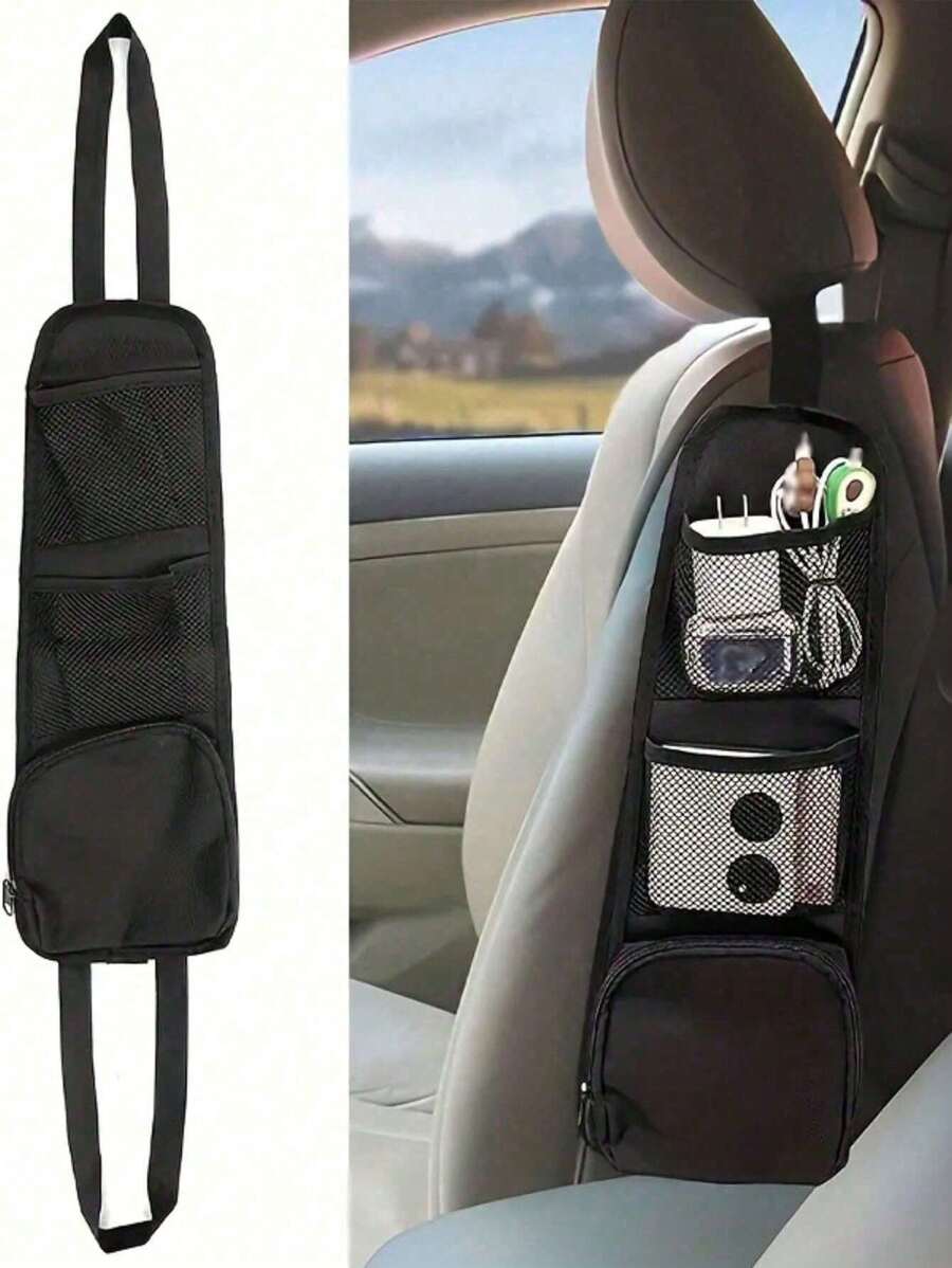 Car Seat Storage Bag Lightweight And Convenient Hanging Bag Multi-Pocket Seat Side Storage Bag Multifunctional Car Sundry Storage And Organizing Mesh Bag Fits Most Cars Suv Trucks Etc. Car Storage Bag Can Store Most Items And Keep You Car Accessories For Clean And Tidy Cars - Black - View 1