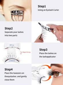 1 对睫毛自然外观，可重复使用磁性睫毛，带涂抹器，自然卷曲外观，可重复使用。适合女性日常约会，无需胶水磁性睫毛磁性睫毛套装，易于佩戴