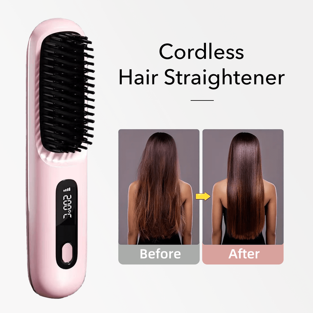 Wireless Hair Straightening Comb, Portable Negative Ion Hot Comb, Suitable For Straight Or Slightly Curly Hair With Soft Texture, Anti-Scald Design, Continuous Use Time Is 30 Minutes, 35W USB Rechargeable Hair Straightener Brush, With 3 Temp Settings, 30s Rapid Heating, 2000mAh Large Capacity Battery, Perfect Gift For Holiday