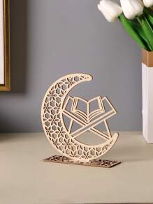 1 pièce Décoration en bois en forme d'étoile et de lune, support de bougie pour la maison, figurine artisanale en bois pour la décoration de la maison, la décoration de festival, le salon, le bureau, la chambre, l'entrée, le support de bougie d'ambiance pour la salle à manger