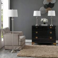 Peltier Classic Floor And Table Lamps Set Nickle Set Of 3