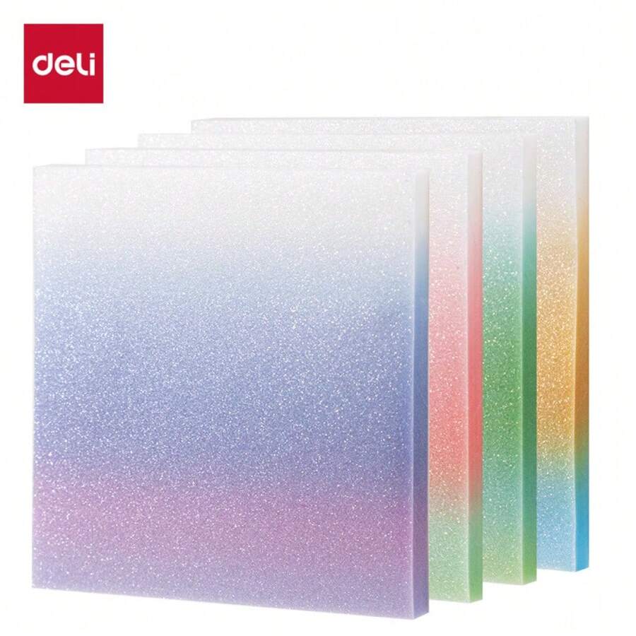Bloc de notas adhesivas impermeables de PET transparente Deli de 50 hojas, blocs de notas cuadrados para material escolar y de oficina
