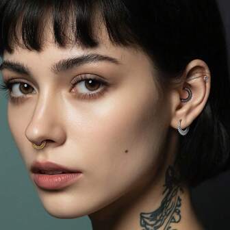 1 pieza Anillo de nariz de acero quirúrgico inoxidable 316L estilo punk, aros de cartílago, piercing de septo, joyería de perforación, aros de oreja punk, pendientes geniales