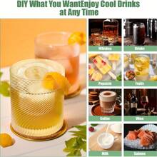 大号硅胶托盘，适用于 20-30-40 盎司玻璃杯，带盖慢速融化冰模，易释放制冰机，非常适合运动和户外活动 - 彩色 - 查看 4