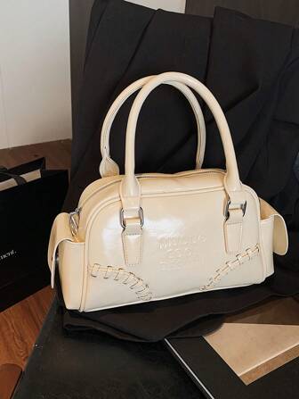 时尚百搭闪亮皮革单肩包/斜挎包/手提包，简约街头风格优雅手提包