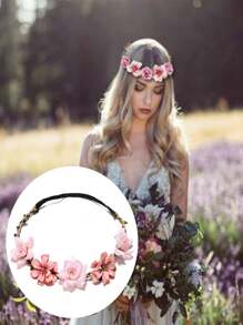 6 piezas Coronas de flores para mujeres y niñas, diademas con flores, tocado de flores para niñas de las flores, novia, dama de honor, accesorios para el cabello de boda estilo bohemio, corona de flores, diademas para niñas pequeñas, bebés y niños pequeños, material de poliéster
