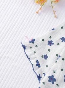 Fashion Women Short Sleeve & Shorts Sleepwear Set, Plaid Bear & Ruffle Trim, Fresh & Cozy Summer Loungewear