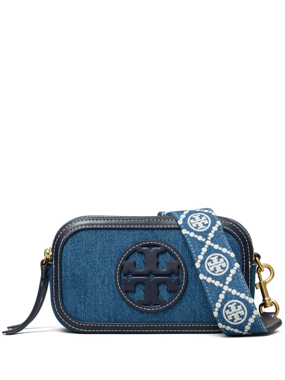 Tory Burch - Women Miller Denim Mini Crossbody Bag - Biru - View 1