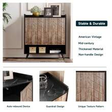 Sideboard Buffet Cabinet With 2 Doors, Storage Cabinet With Adjustable Shelves For Kitchen, Hallway, Entryway, Living Room, Brown - Apricot - View 5