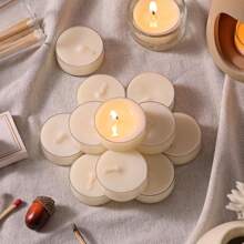 100/50/25pcs Pure Natural Soy Wax Tea Lights, 4-6 Hours Long Burning Time, Smokeless & Odorless Soy Wax Tea Candles, Ideal For Elegant & Romantic Home Use, Meditation, Anniversary, Pool, Chapel, Wedding, Church, Seasonal Celebration, And Emergency