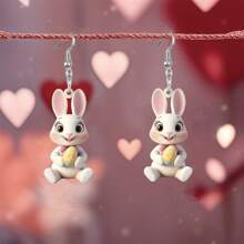 1 Pair Of Cute Rabbit Earrings, 2D Flat Women's Pendant Earrings, Suitable For Daily/Holiday Jewelry Accessories, Can Be Given As Easter Gifts To Girlfriends.