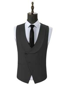 Tuxedo For Men 3 Piece Men's Suits Slim Fit Mens Suit Double Breasted Tux Blazer Vest Pants Wedding Suits Man - 黑色 - 查看 3