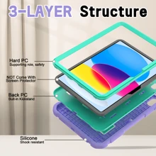 Heavy Duty Protection Case With Adjustable KIckstand And Anti-Slip Design Compatible With Ipad 56789 10th And Air 2 Pro Air 456th M2 9.7inch 10.2 Inch 10.9inch And Samsung A9 Plus 11 Inch, Purple And Teal
