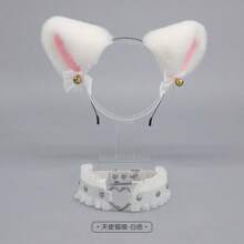 Handmade Cosplay Accessory Set - Fox Ears, Cat Ears Headband, Lace Bowknot , Bell Choker