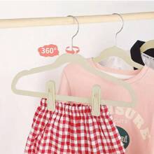 50 件/30 件/10 件儿童植绒防滑衣架，天鹅绒植绒材料不会掉毛，婴幼儿专用，带夹子，节省空间，非常适合衣柜整理和储存