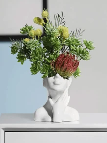 1件金色触感颈部极简人体雕塑花瓶，现代创意树脂材质装饰，家居装饰花瓶，适用于客厅、厨房、卧室、玄关柜、家居装饰、花瓶、摆件、桌面装饰（产品已上传标准尺寸图片，请注意尺寸） - 彩色 - 查看 8