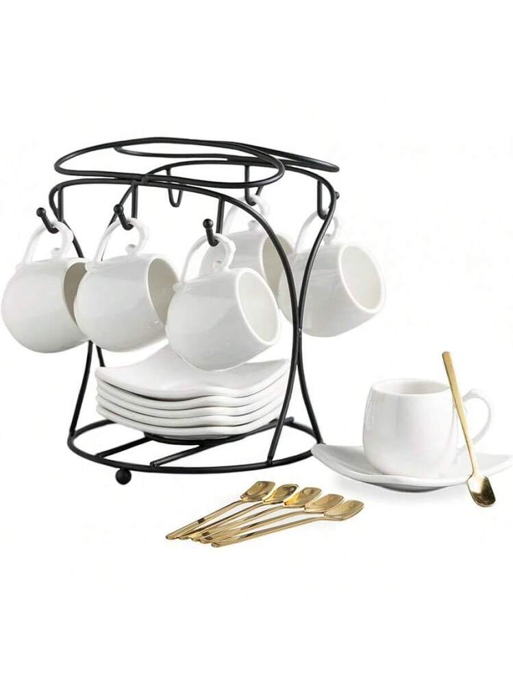 Sweejar Home Porcelain Cappuccino Cups With Saucers And Metal - View #9